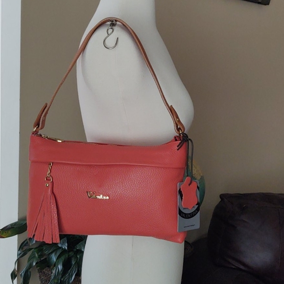 🟧NWT Valentina Coral Leather Crossbody - Picture 2 of 13